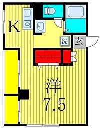 JR総武線 西船橋駅 徒歩5分の賃貸マンション 5階ワンルームの間取り