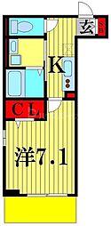 JR武蔵野線 船橋法典駅 徒歩9分の賃貸アパート 3階1Kの間取り