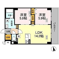 東葉高速鉄道 西船橋駅 徒歩4分の賃貸マンション 4階2LDKの間取り