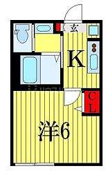 JR総武線 船橋駅 徒歩14分の賃貸アパート 2階1Kの間取り