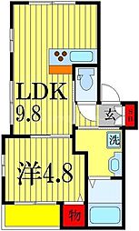 ラフィネ前原 1LDKの間取図画像