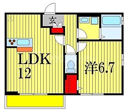 アウラ西船 1LDKの間取図画像