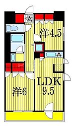 パークアクシス西船橋本郷町 2DKの間取図画像