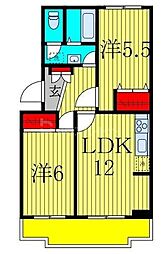 サンルミエール 2LDKの間取図画像