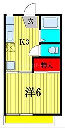 フォーブルイシイB 1Kの間取図画像