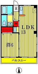 UBN 2階1LDKの間取り