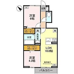 セルシアーナ 2LDKの間取図画像