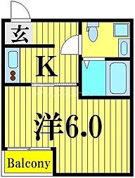 東武伊勢崎線 蒲生駅 徒歩3分の賃貸マンション 2階1Kの間取り