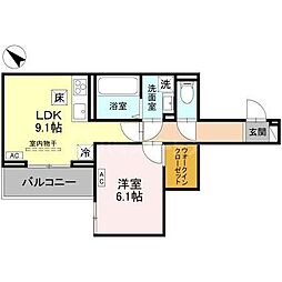 越谷市新越谷1丁目アパート 1LDKの間取図画像