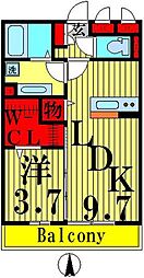 アーバンコート 1階1LDKの間取り