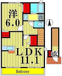 アヴェニューハマノ 1LDKの間取図画像