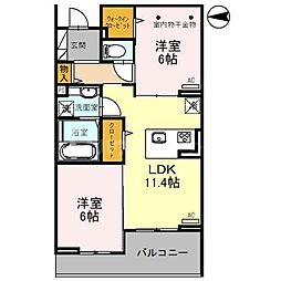 響 2LDKの間取図画像