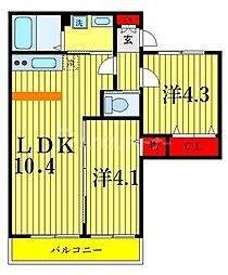 ピア草加 2LDKの間取図画像