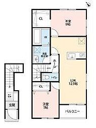 リーブルファイン越谷蒲生 2LDKの間取図画像