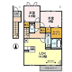 ブリランテレイク 2LDKの間取図画像