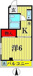 コーポ美佐 1Kの間取図画像