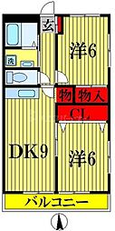 メイゾン松原 2DKの間取図画像