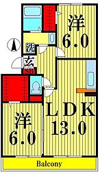リバーパーク蒲生A 2LDKの間取図画像