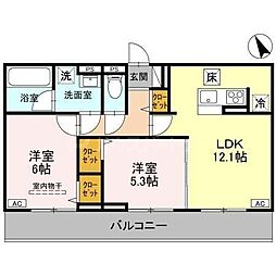 メゾンクレール 2LDKの間取図画像