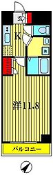 キャメロット新越谷 1Kの間取図画像