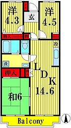 ミナミスクウェア 3LDKの間取図画像