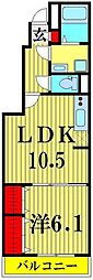 リブリ・ドリーム楓 1LDKの間取図画像