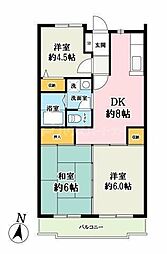 ルミエール南越谷 3DKの間取図画像