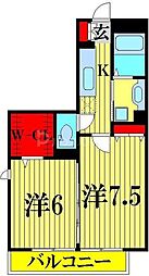 ヘリオス吉川美南クロノス 2Kの間取図画像