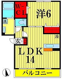 シャルム2 1LDKの間取図画像