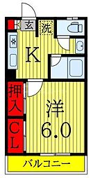 メゾンNAKAMURA 1Kの間取図画像