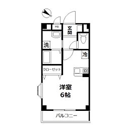 カルフール亜里巣 ワンルームの間取図画像