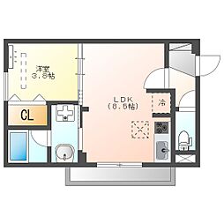 ガーデンアークC 1LDKの間取図画像