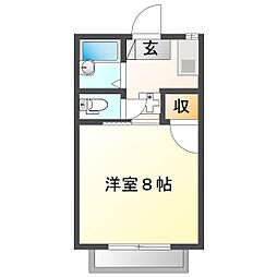 片岡コーポC 1Kの間取図画像