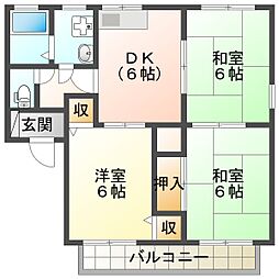 リバーコートA 3DKの間取図画像