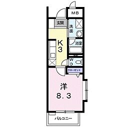 ロマグランデ 1Kの間取図画像