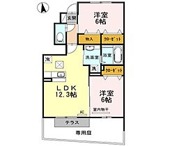 カーサアリエッタC棟 2LDKの間取図画像