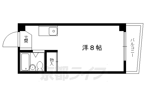 京都府京都市左京区田中大堰町(賃貸マンション1R・4階・15.96㎡)の写真 その2