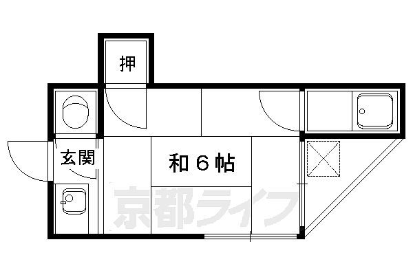 京都府京都市左京区田中南大久保町(賃貸アパート1R・2階・14.85㎡)の写真 その2