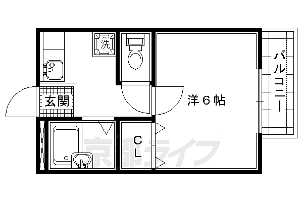 アミティエ1号館 107｜京都府京都市北区小山西花池町(賃貸アパート1K・1階・20.46㎡)の写真 その2