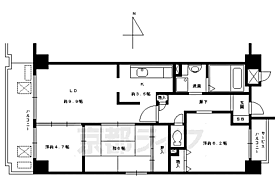 京都府京都市中京区西ノ京南聖町（賃貸マンション3LDK・9階・65.14㎡） その2