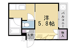 コートハウス紫明 3階1Kの間取り