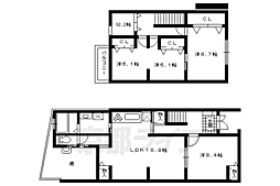 京阪本線 神宮丸太町駅 徒歩10分の賃貸一戸建て 4SLDKの間取り