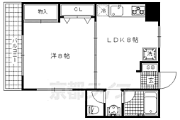 グランミュゼ北野 3階1LDKの間取り