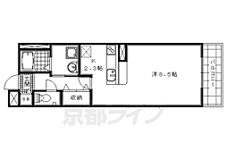 JR山陰本線 円町駅 徒歩3分の賃貸マンション 1階ワンルームの間取り