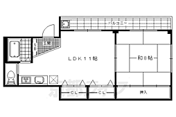 ヴィラ東海16号館 5階1LDKの間取り