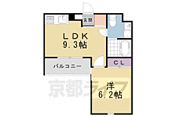 JR山陰本線 二条駅 徒歩7分の賃貸マンション 2階1LDKの間取り