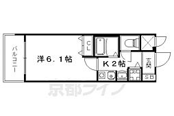 京阪本線 出町柳駅 徒歩17分の賃貸マンション 2階1Kの間取り