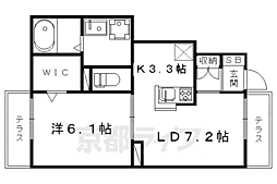 エルメゾン新町 1階1LDKの間取り