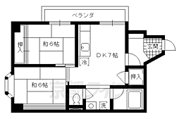 コスモ星の子ハイツ 2DKの間取図画像