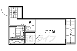 コーポ土山 1Kの間取図画像